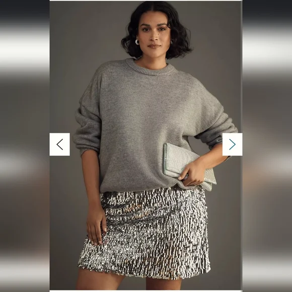 Anthropologie Mare Mare Long-Sleeve Knit Sequin Twofer Mini Dress - Picture 5 of 6